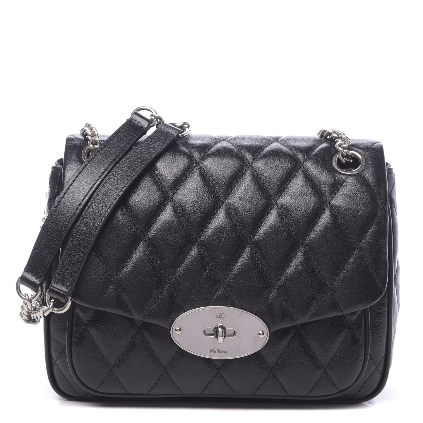 Shiny Buffalo Quilted Small Shoulder Bag Black