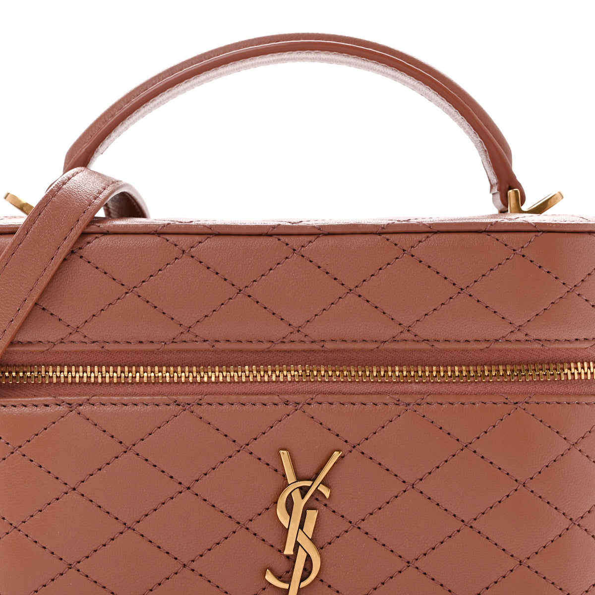 Saint Laurent Lambskin Quilted Mini Gaby Vanity Case Barely Pink 7 of 11