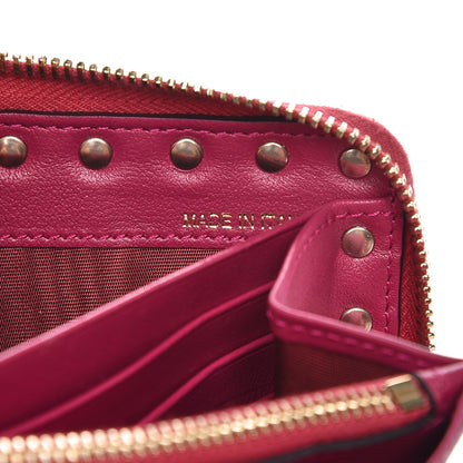 Valentino Garavani Calfskin Rockstud Zip Around Wallet Deep Cyclamin 8 of 9