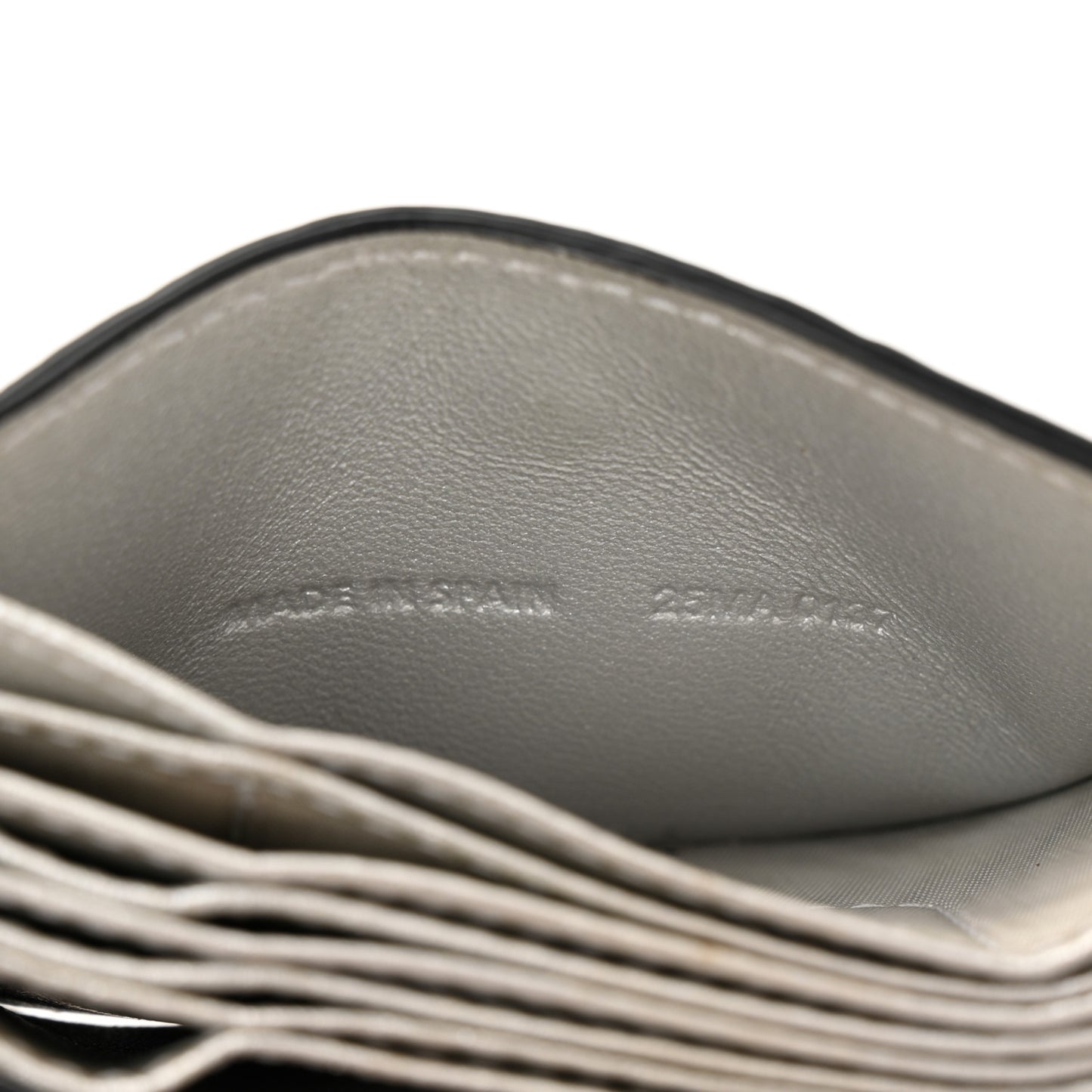 Metallic Grained Calfskin Cannage Lady Dior 5-Gusset Card Holder Silver