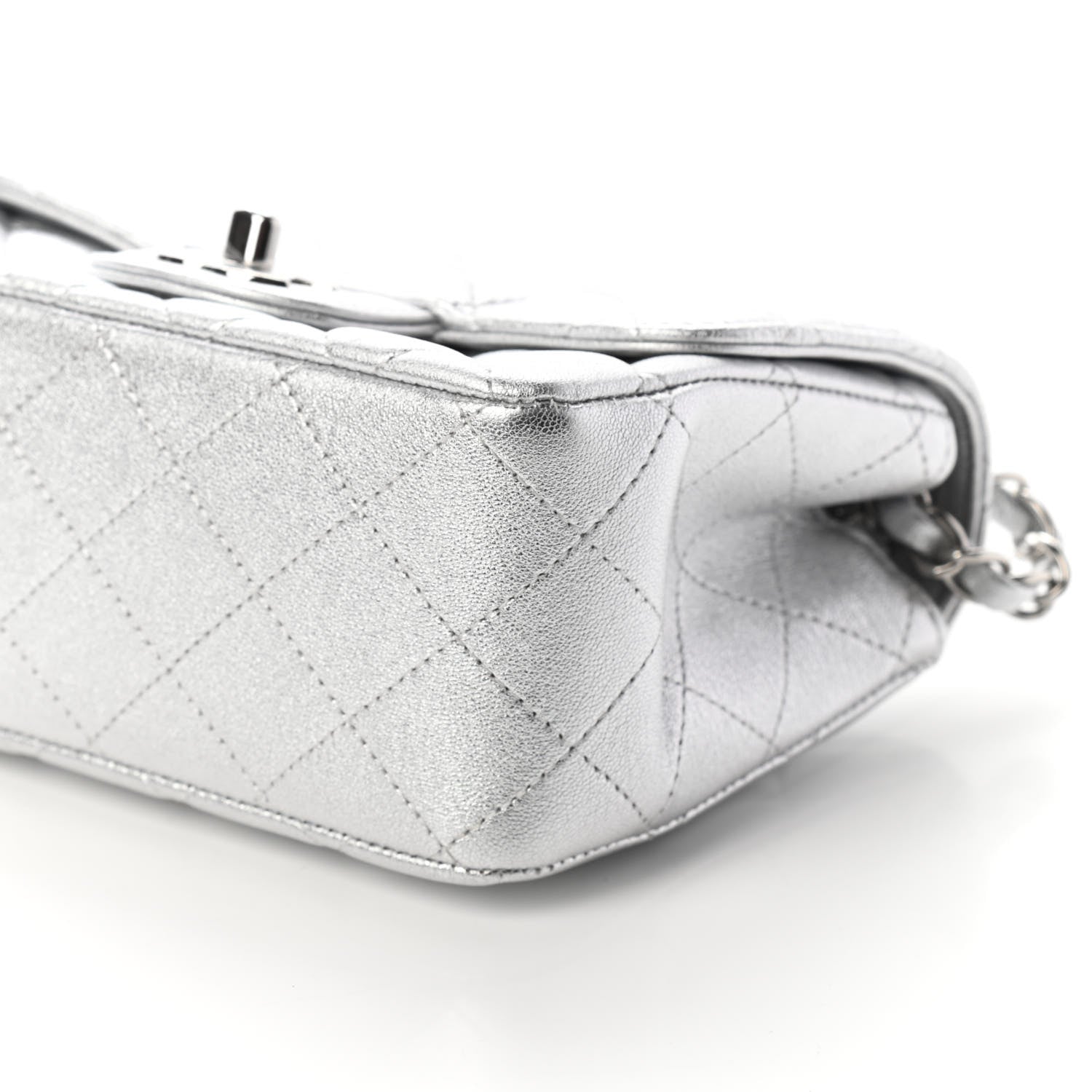Chanel Metallic Lambskin Quilted Mini Square Flap Silver 7 of 9