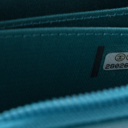 Chanel Caviar Quilted Boy Zip Around Coin Purse Wallet Turquoise 7 of 10