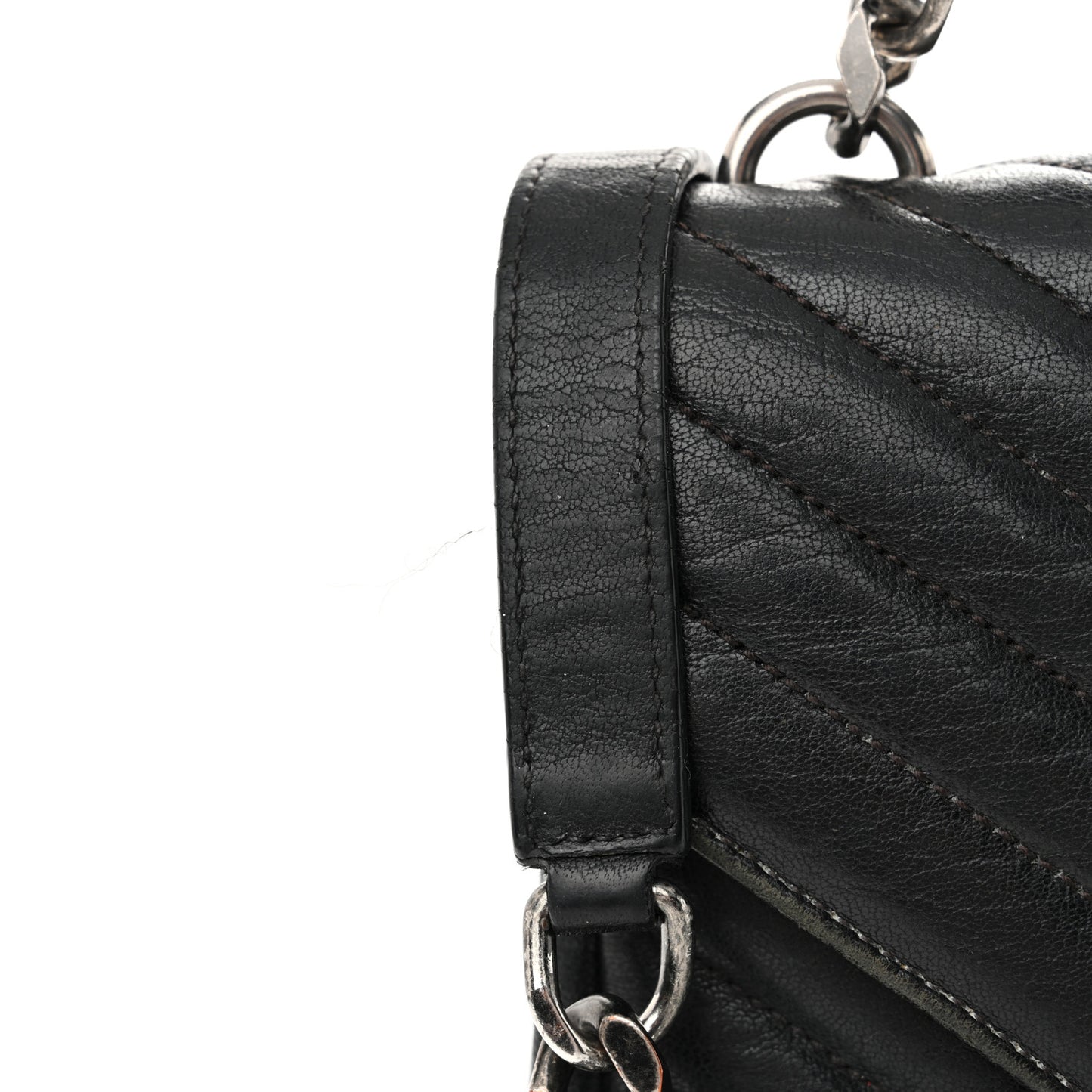 Sheepskin Matelasse Chevron Monogram Medium College Bag Black