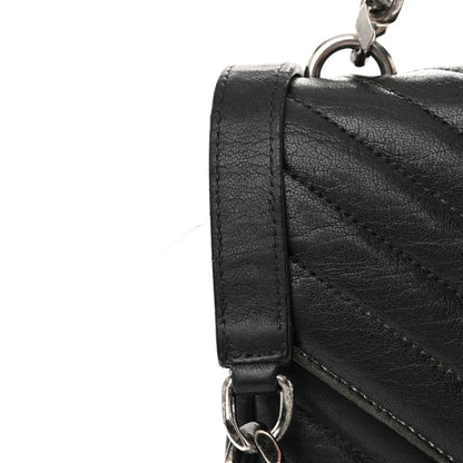 Saint Laurent Sheepskin Matelasse Chevron Monogram Medium College Bag Black 15 of 16
