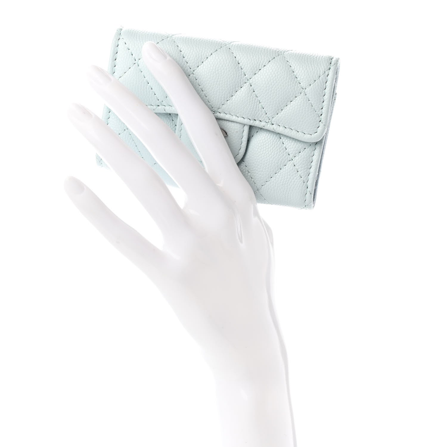 Chanel Caviar Quilted Classic 4 Key Holder Wallet Light Blue 2 of 7