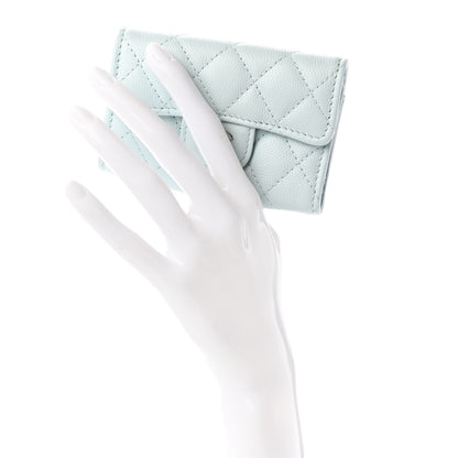 Chanel Caviar Quilted Classic 4 Key Holder Wallet Light Blue 2 of 7