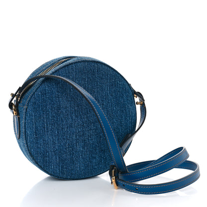 Versace Denim Mini La Medusa Chain Round Crossbody Bag Navy Blue 3 of 8
