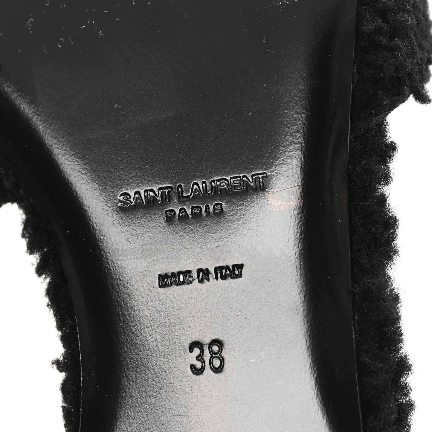 Shearling Tribute Flat Mules 38 Black