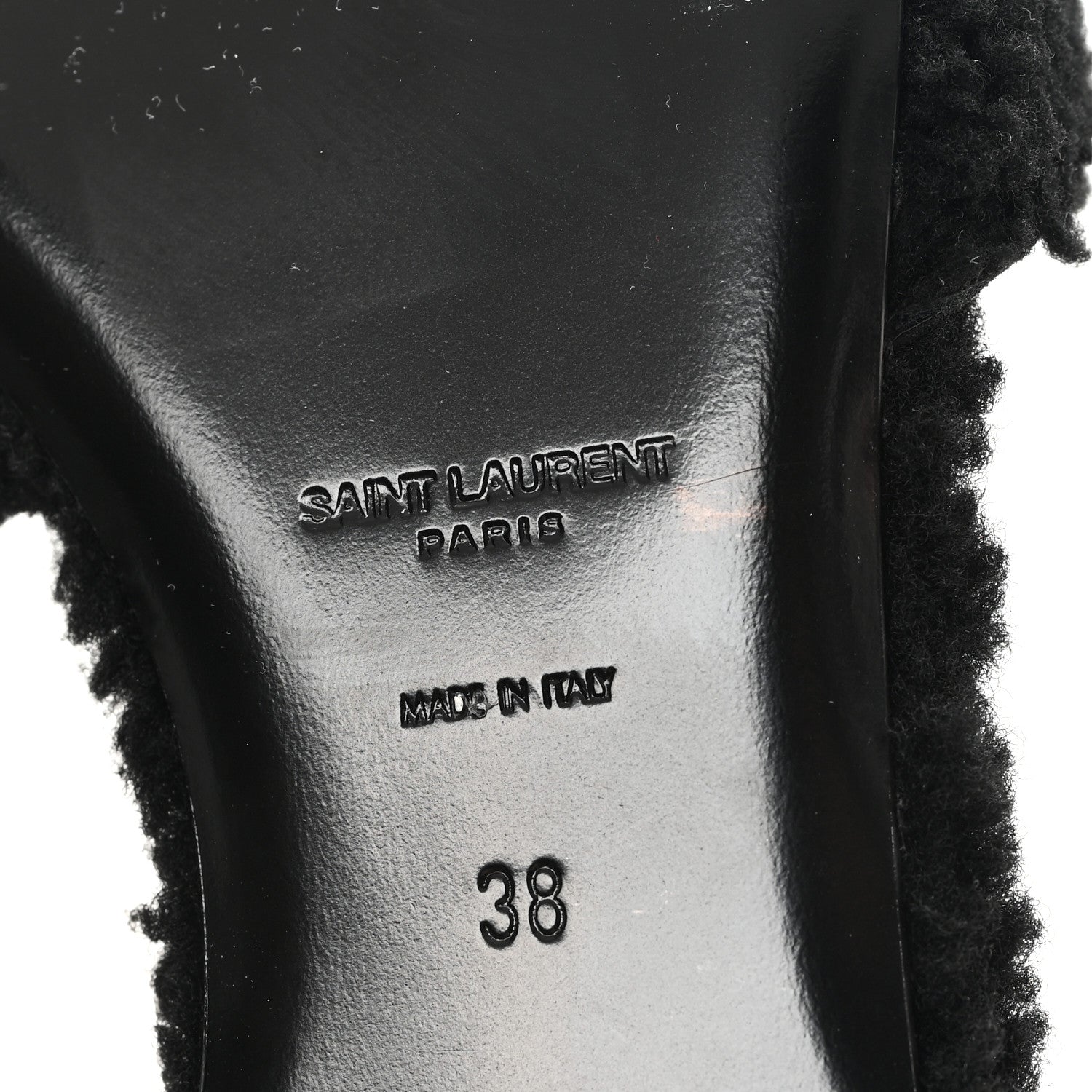 Saint Laurent Shearling Tribute Flat Mules 38 Black 7 of 10