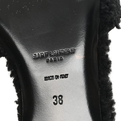 Saint Laurent Shearling Tribute Flat Mules 38 Black 7 of 10