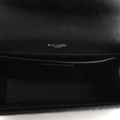 Saint Laurent Grain De Poudre Textured Mixed Matelasse Triquilt Medium Monogram Satchel Black 5 of 11