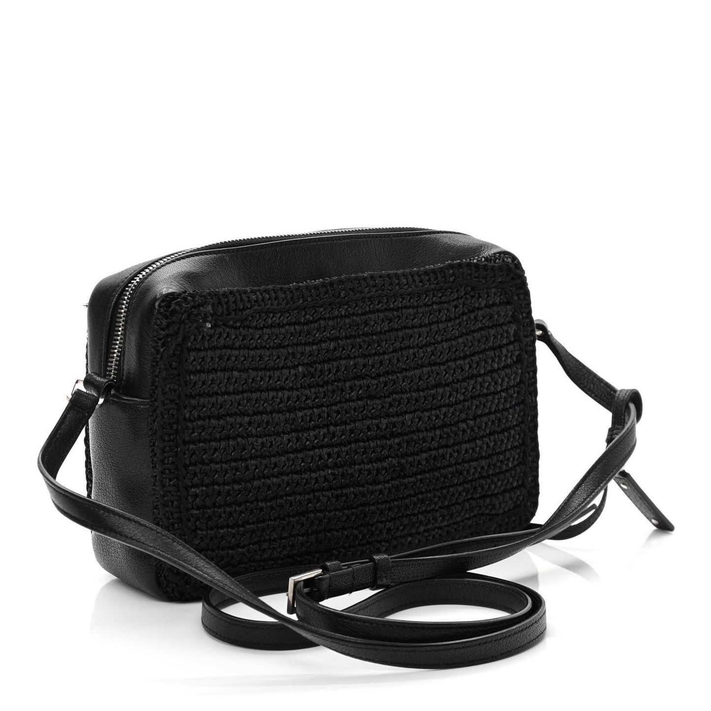 Raffia Canvas Monogram Lou Camera Bag Black