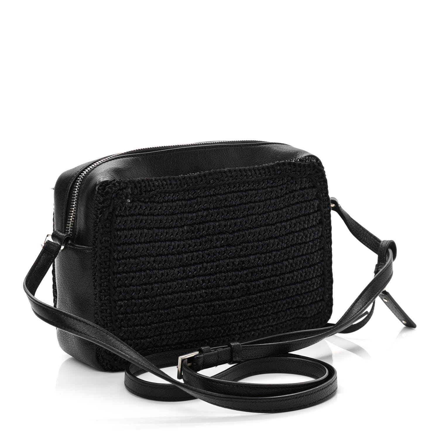 Saint Laurent Raffia Canvas Monogram Lou Camera Bag Black 3 of 11