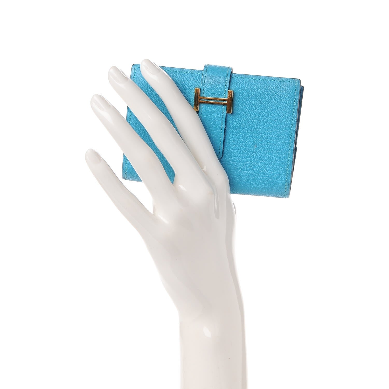 Hermes Chevre Mysore Bearn Card Holder Wallet Bleu Azteque 2 of 8