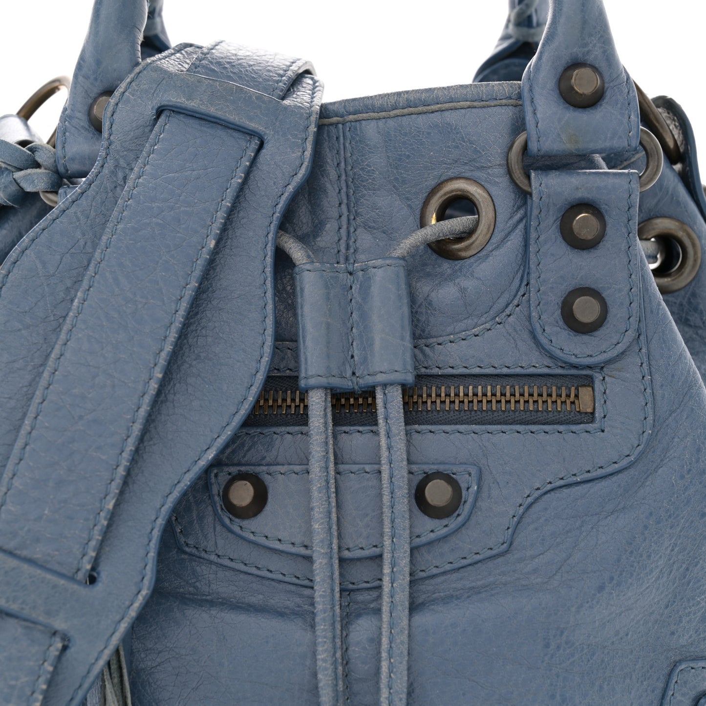 Agneau Classic Hardware Mini Pompon Bleu Persan