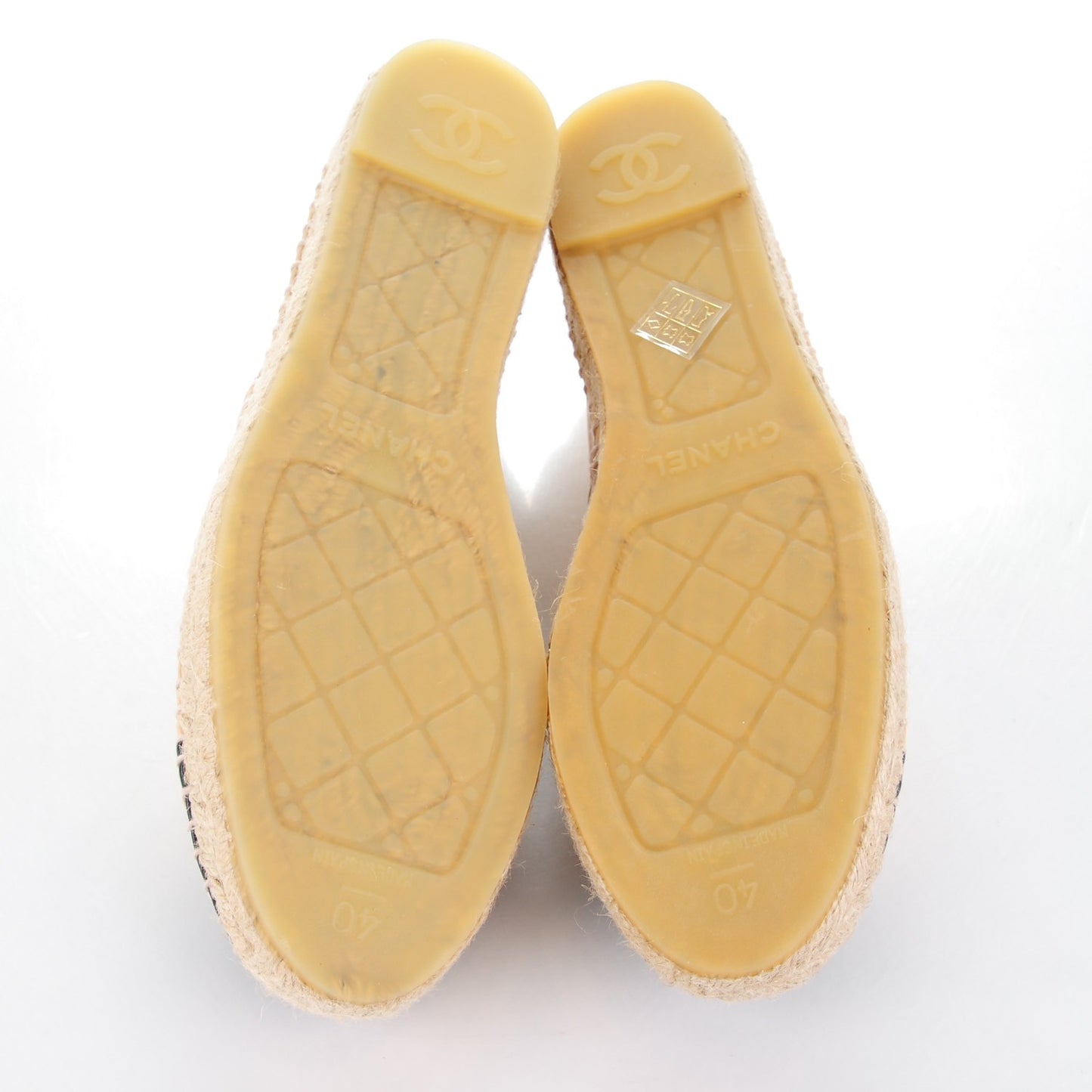 Lambskin CC Espadrilles 40 Beige Black