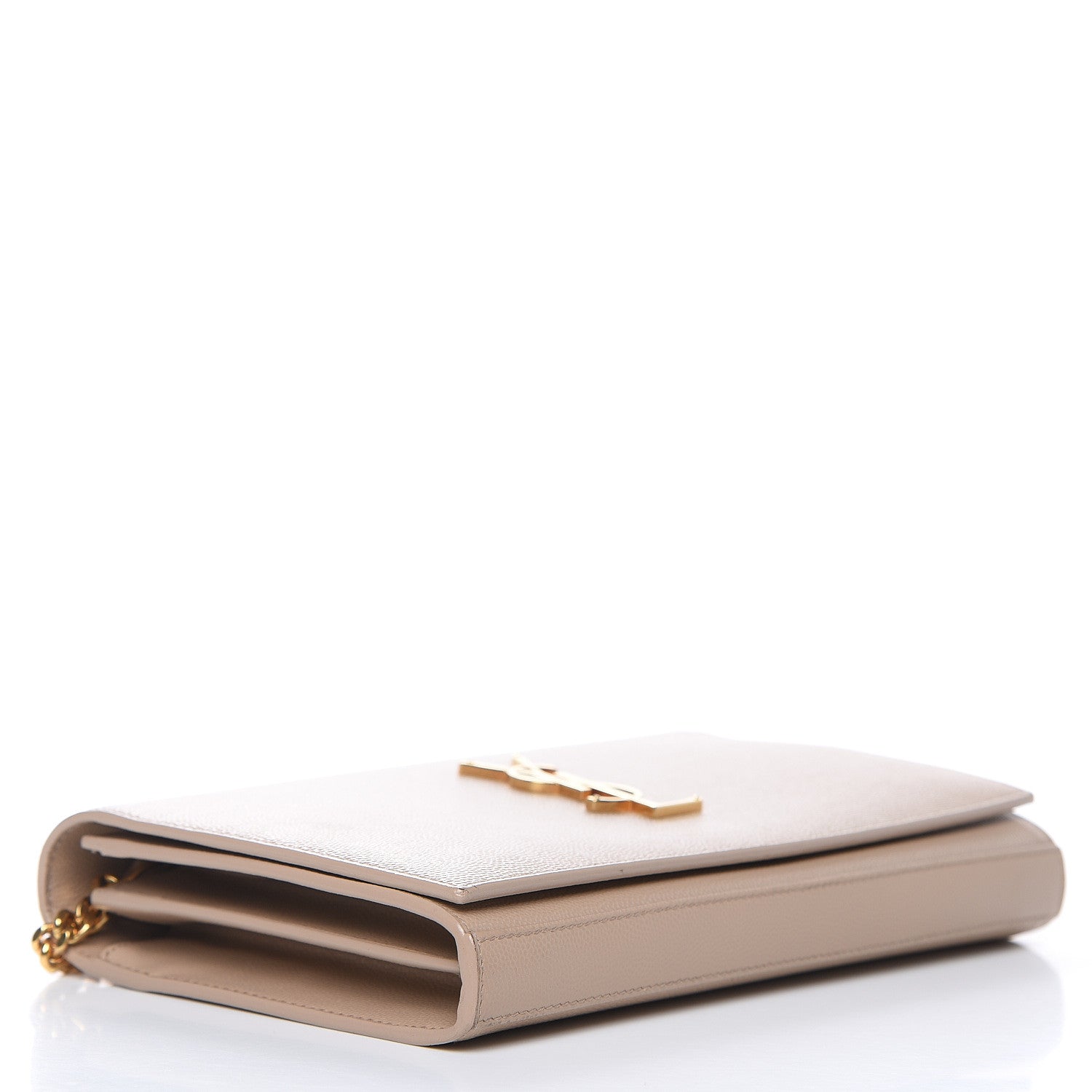 Saint Laurent Grain De Poudre Monogram Chain Wallet Dark Beige 4 of 14
