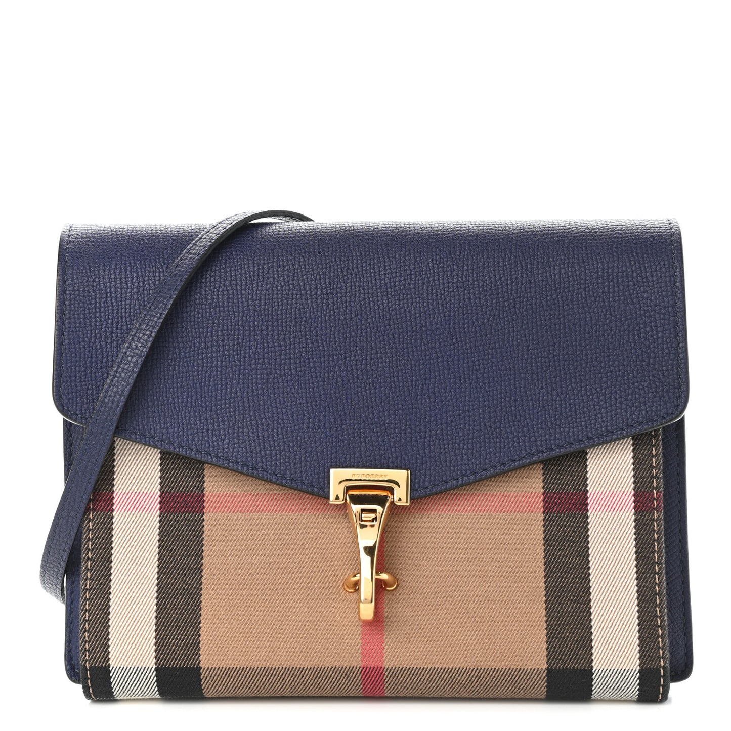 Derby Calfskin House Check Small Macken Crossbody Bag Ink Blue