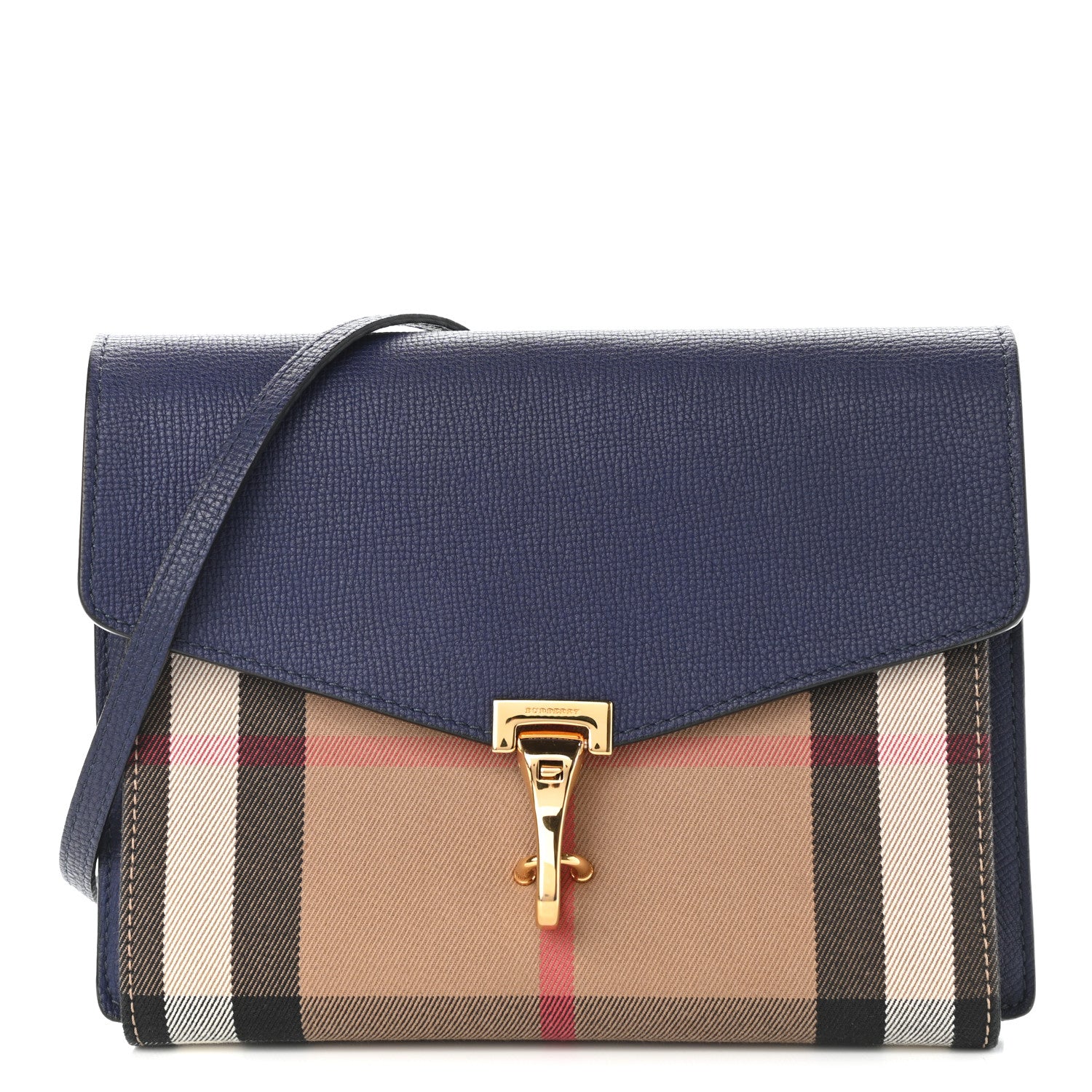 Burberry Derby Calfskin House Check Small Macken Crossbody Bag Ink Blue 1 of 12