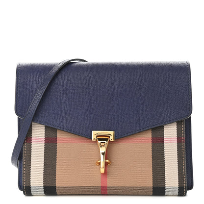 Burberry Derby Calfskin House Check Small Macken Crossbody Bag Ink Blue 1 of 12