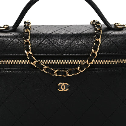 Chanel Goatskin Quilted Top Handle Slim Vanity With Chain Black 8 of 10