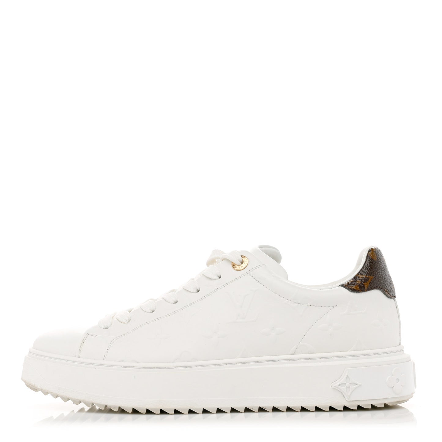 Lambskin Embossed Monogram Time Out Sneakers 39.5 White