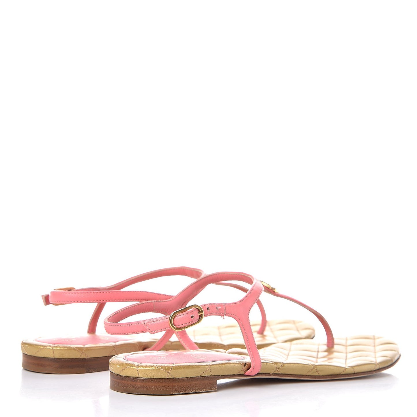 Lambskin Quilted CC Thong Sandals 40 Pink
