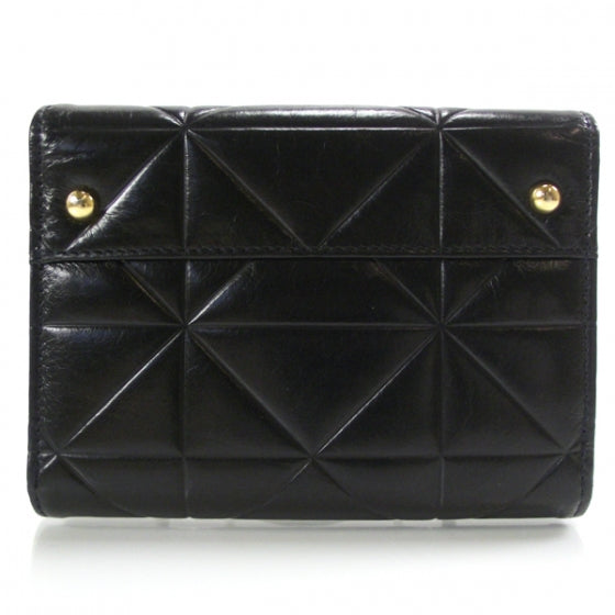 Leather Patchwork Medium Wallet Black