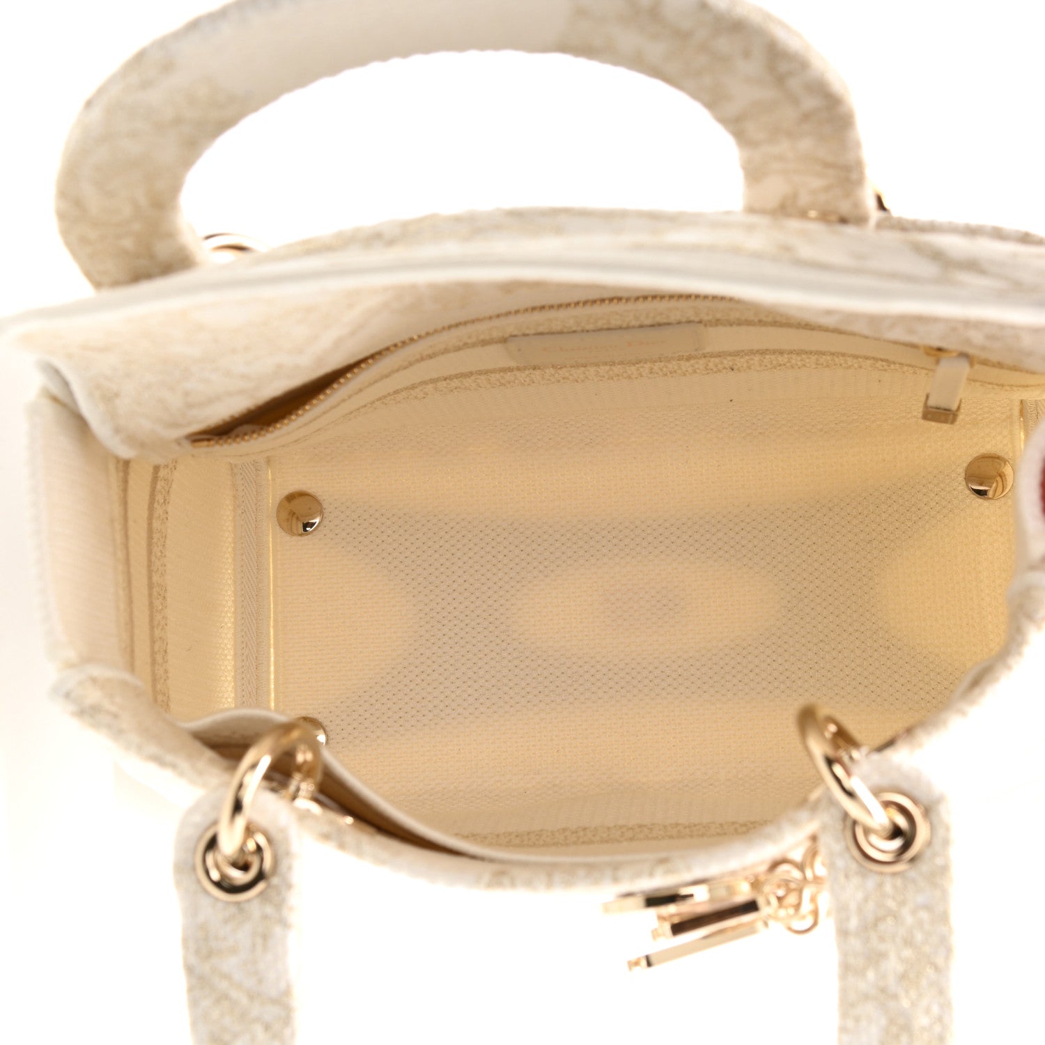 Christian Dior Canvas Around The World Stella Embroidered Medium Lady D-Lite White Gold 5 of 8
