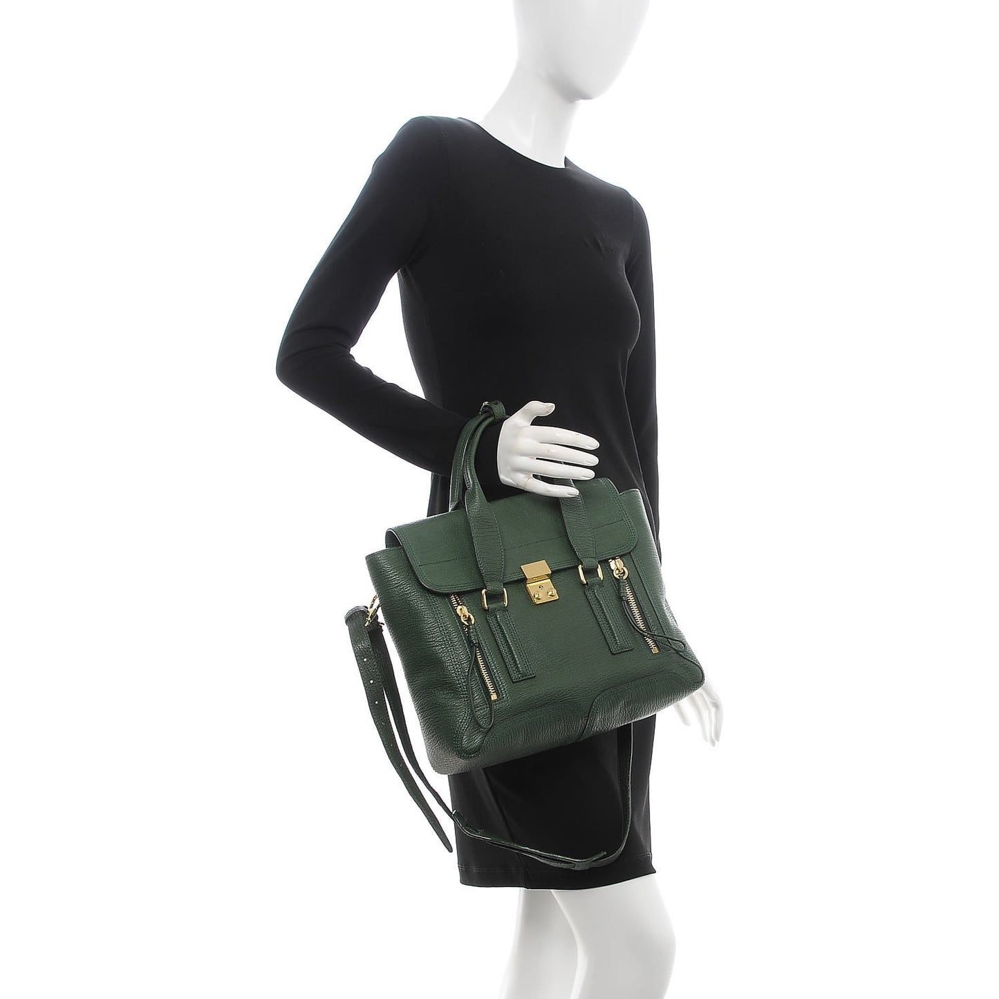 3.1 Textured Calfskin Medium Pashli Satchel Jade