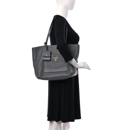 Prada Vitello Daino Pocket Shopping Tote Marmo 2 of 12
