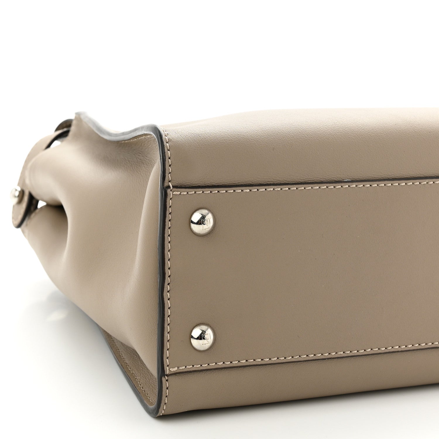 Fendi Vitello Seta Shiny Nappa Elaphe Medium Peekaboo Iconic Satchel Tortora Natural Ebano 8 of 9