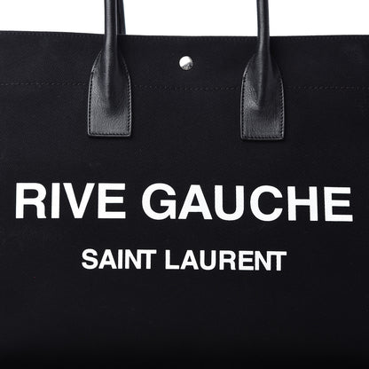 Saint Laurent Linen Calfskin Rive Gauche Tote Black 9 of 9
