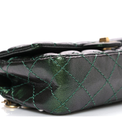 Chanel Metallic Aged Calfskin Quilted 2.55 Reissue Flap Belt Bag Clutch Green 9 of 10
