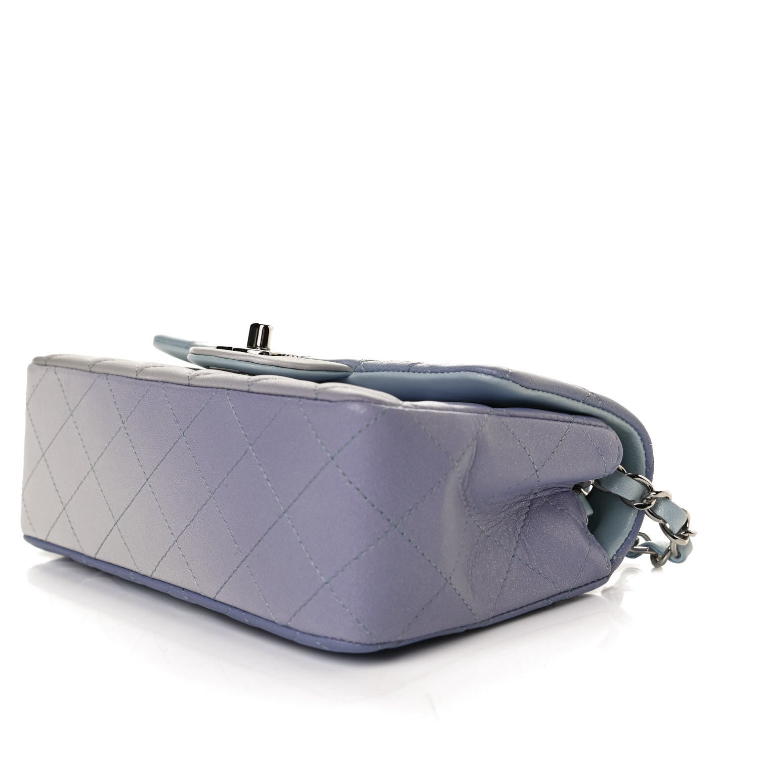 Chanel Perforated Lambskin Quilted Mini Rectangular Flap Light Blue Light Purple White 11 of 13