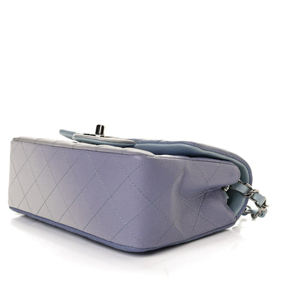 Chanel Perforated Lambskin Quilted Mini Rectangular Flap Light Blue Light Purple White 11 of 13