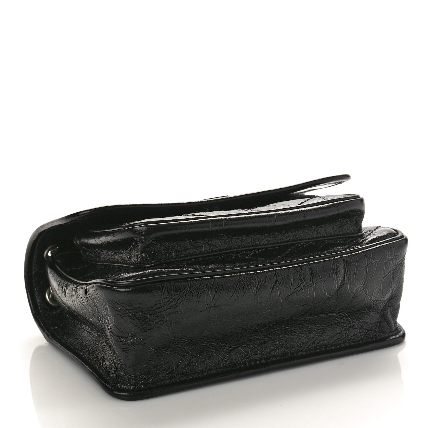 Saint Laurent Crinkled Calfskin Matelasse Monogram Baby Niki Chain Satchel Black 4 of 8
