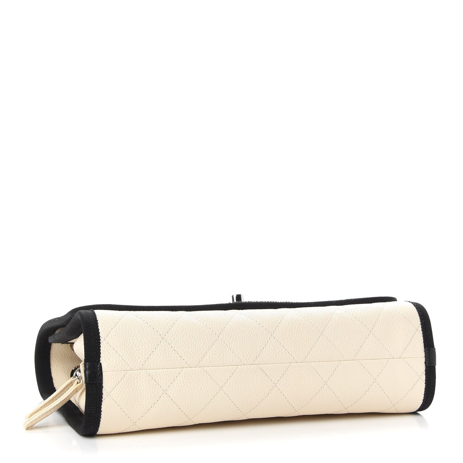 Chanel Caviar Grosgrain Quilted Top Handle CC Flap Beige Black 6 of 13