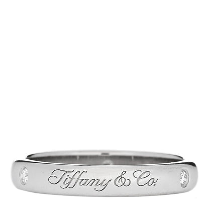 Tiffany Platinum Diamond 3mm Notes Ring 48 4.5 3 of 5