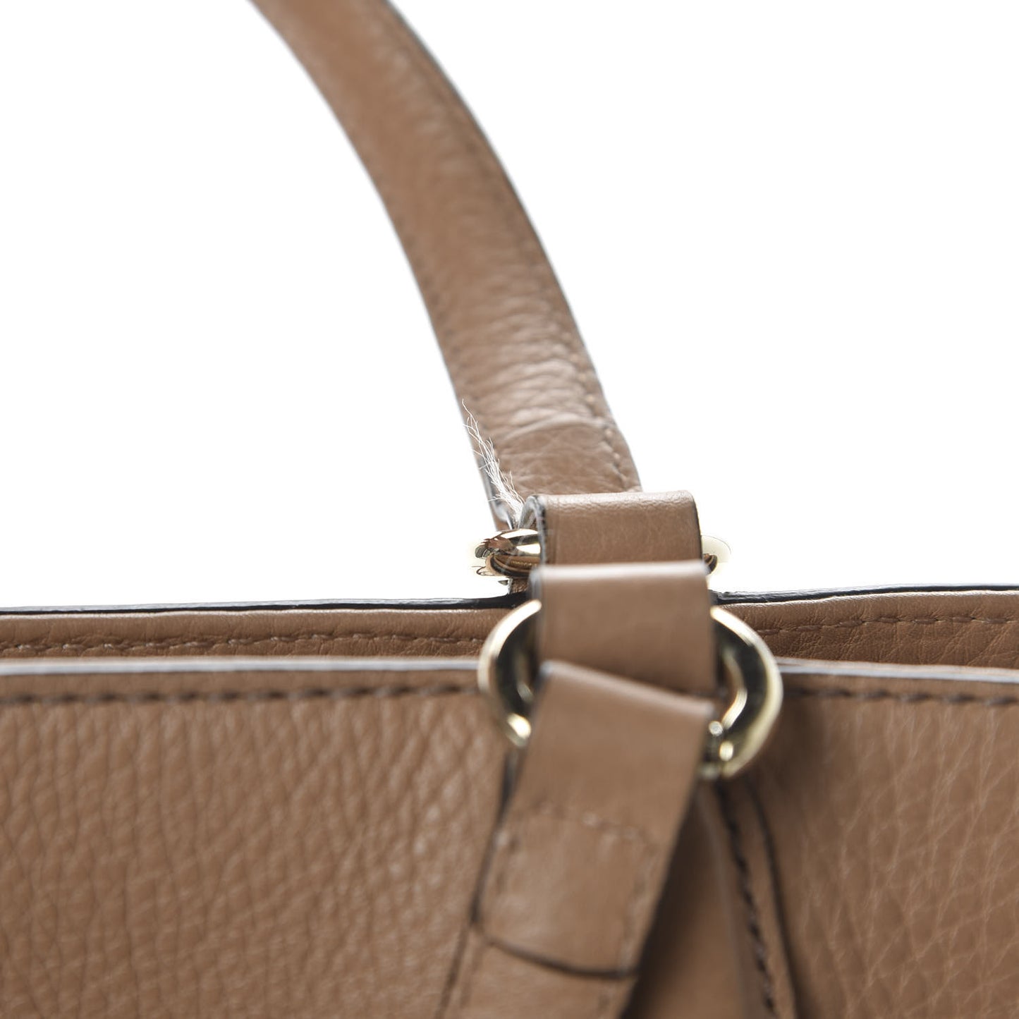 Pebbled Calfskin Small Soho Top Handle Bag Camelia