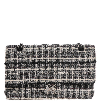 Chanel Tweed Medium Double Flap Black White 1 of 7