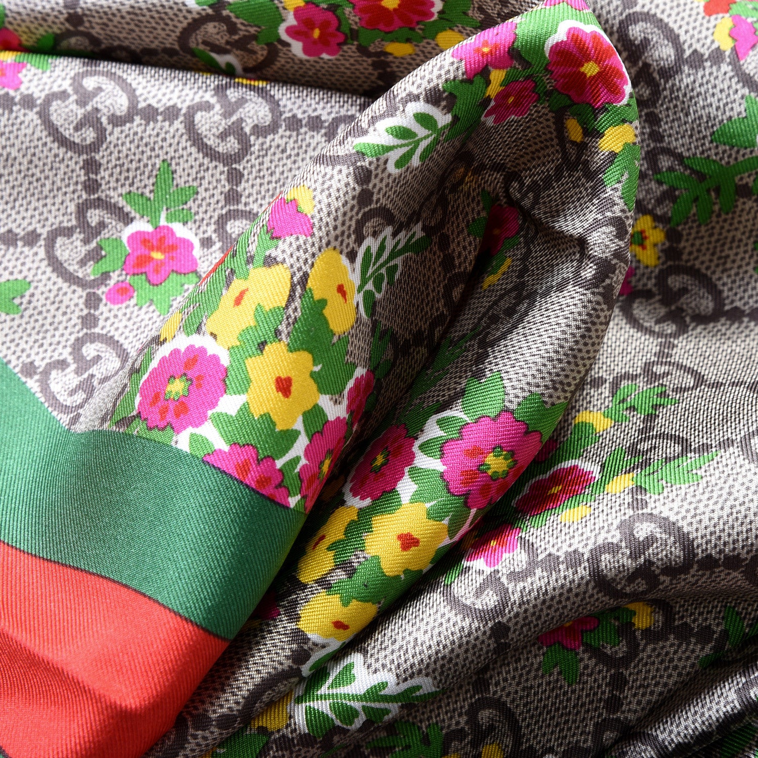 Gucci Silk Monogram Floral Web Square Scarf Black Multicolor 4 of 4