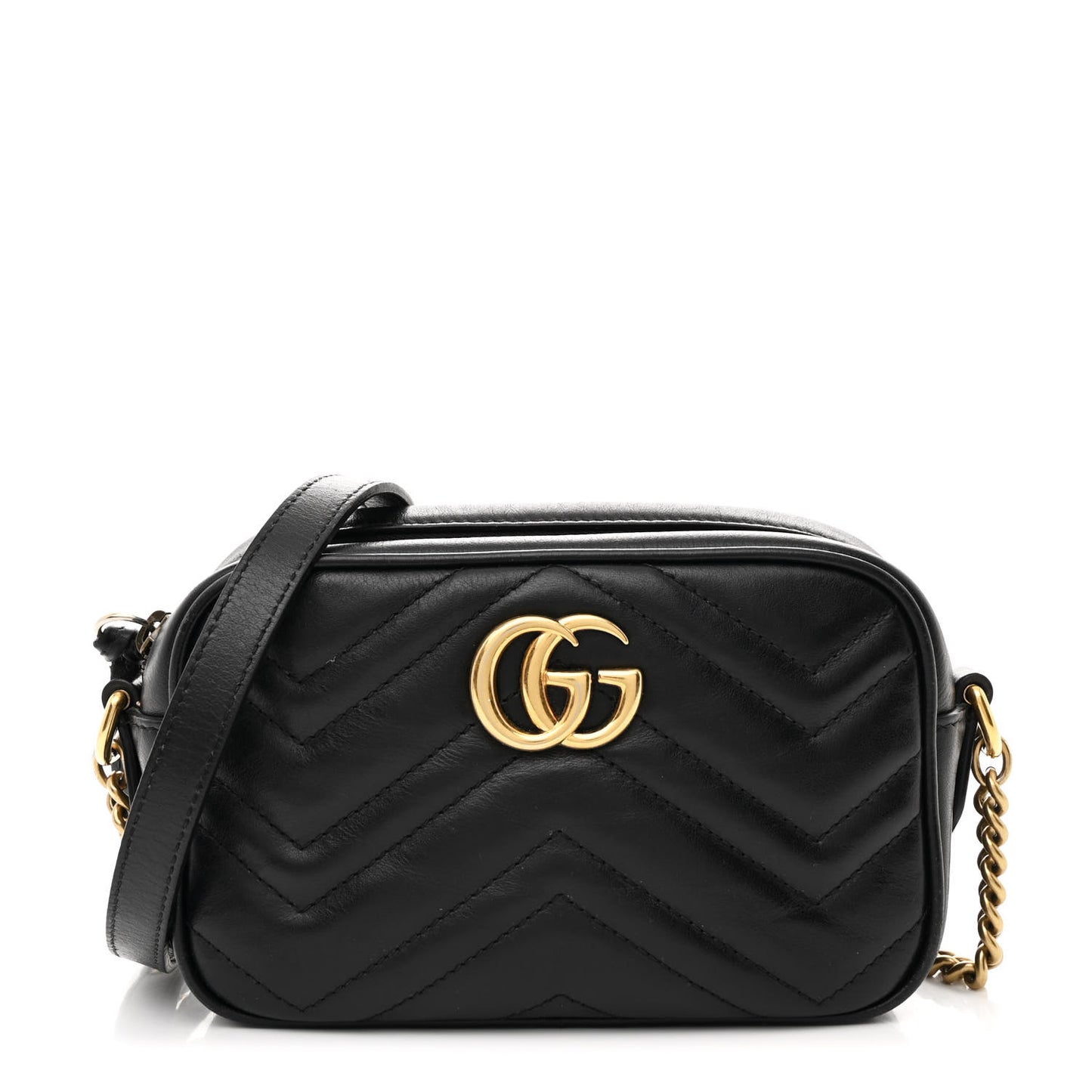 Calfskin Matelasse Mini GG Marmont Chain Shoulder Bag Black