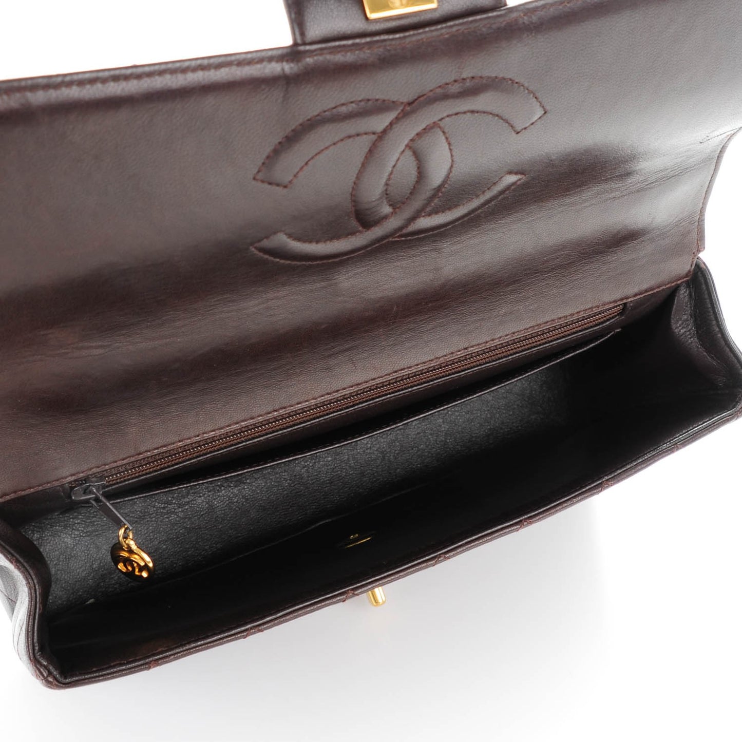 Lambskin Quilted Medium Kelly Flap Bag Brown