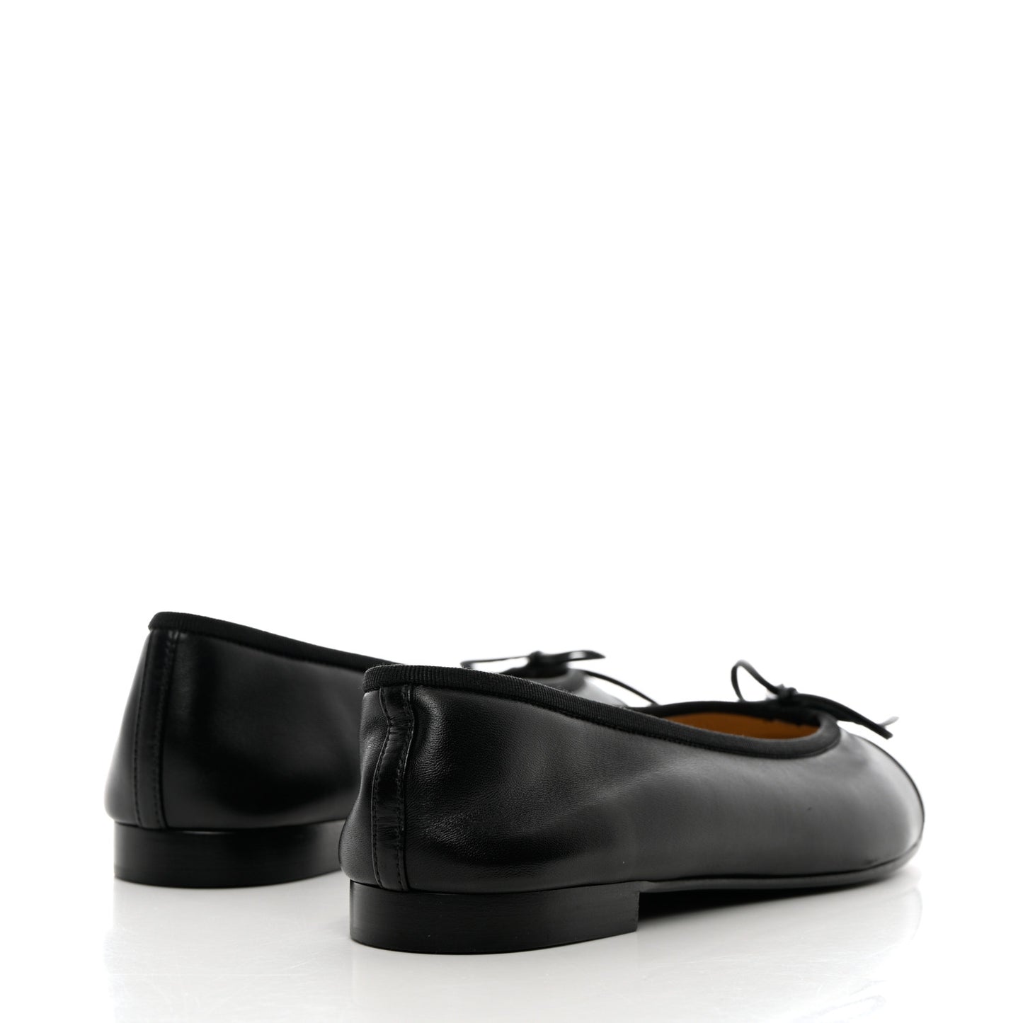 Lambskin Patent Cap Toe Ballerina Flats 41 Black