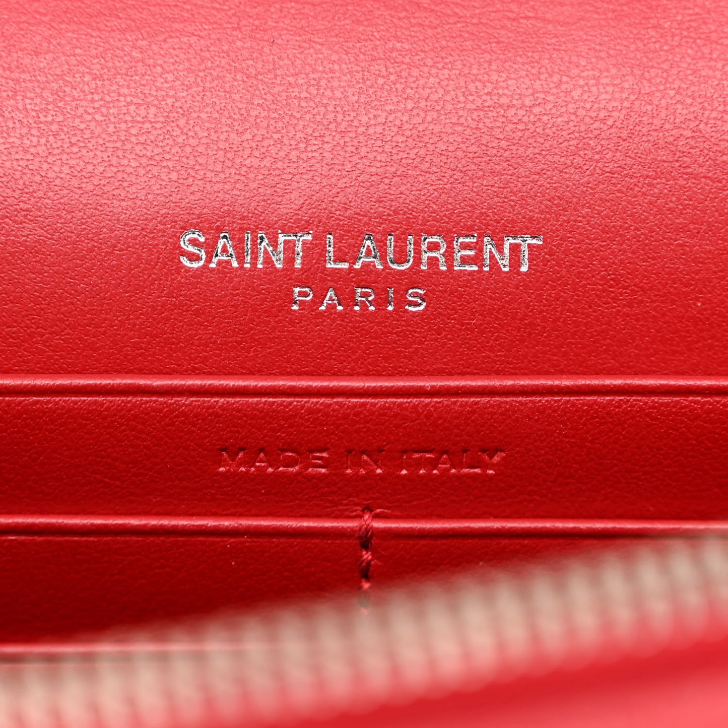 Calfskin Crocodile Embossed Kate Monogram Tassel Chain Wallet Red