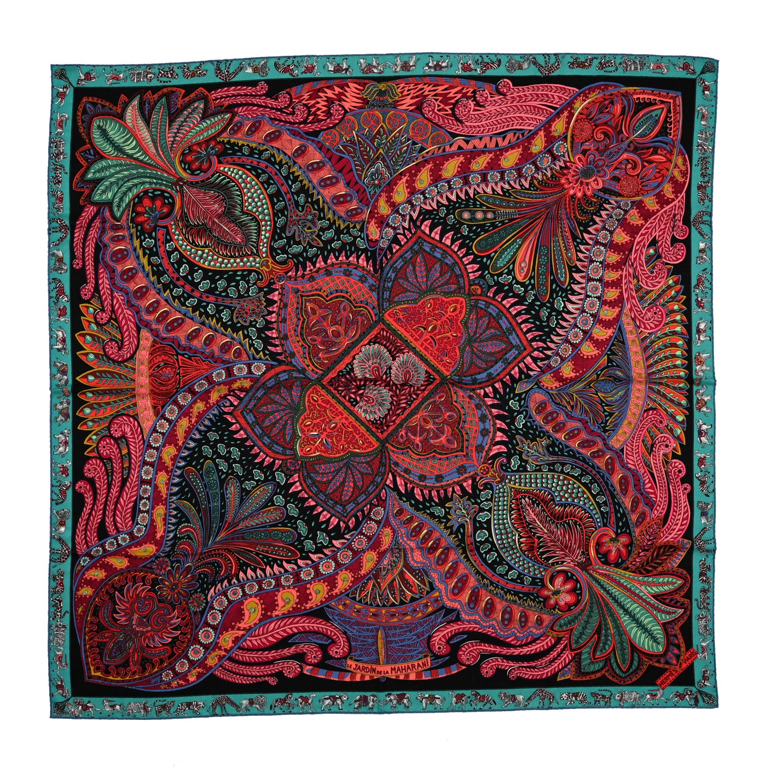 Hermes Cashmere Silk Le Jardin De La Maharani Shawl 140 1 of 6