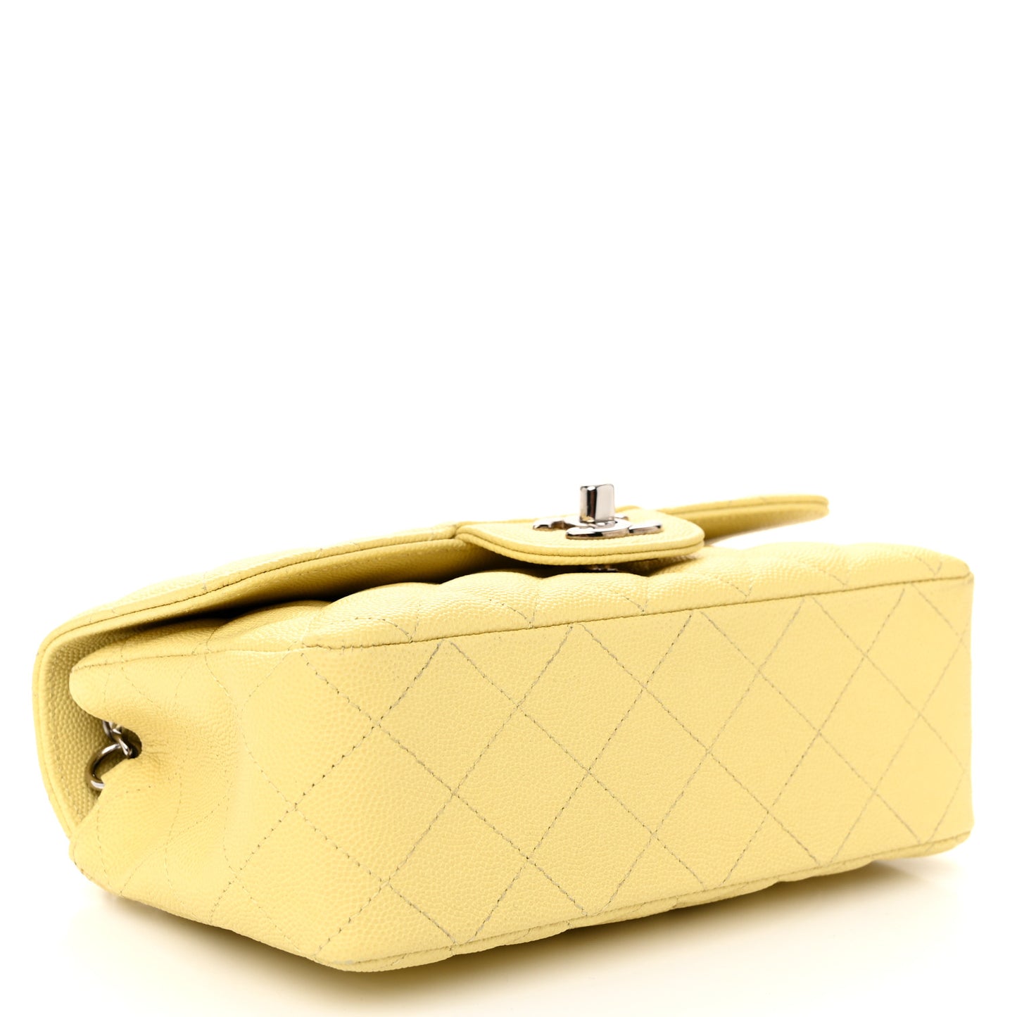 Caviar Quilted Mini Rectangular Flap Light Yellow