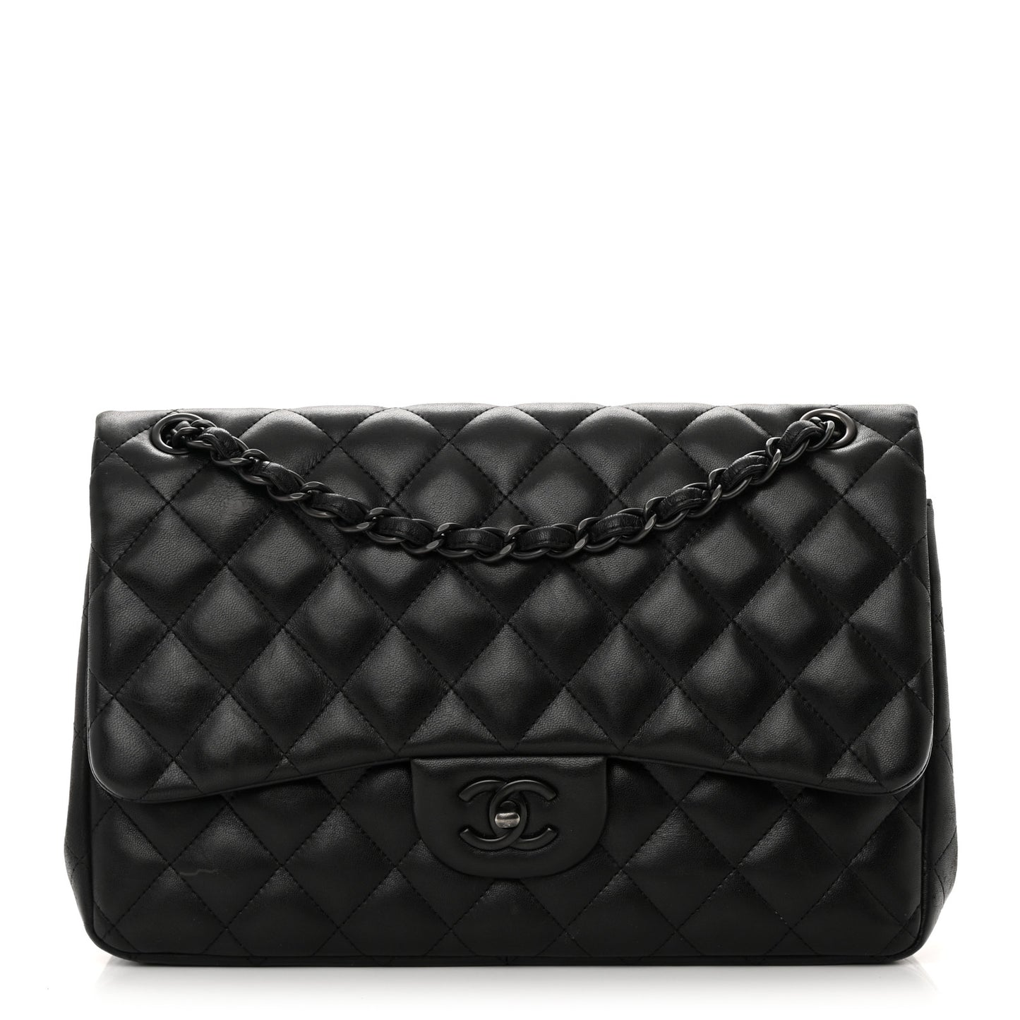 Lambskin Quilted Jumbo Double Flap So Black