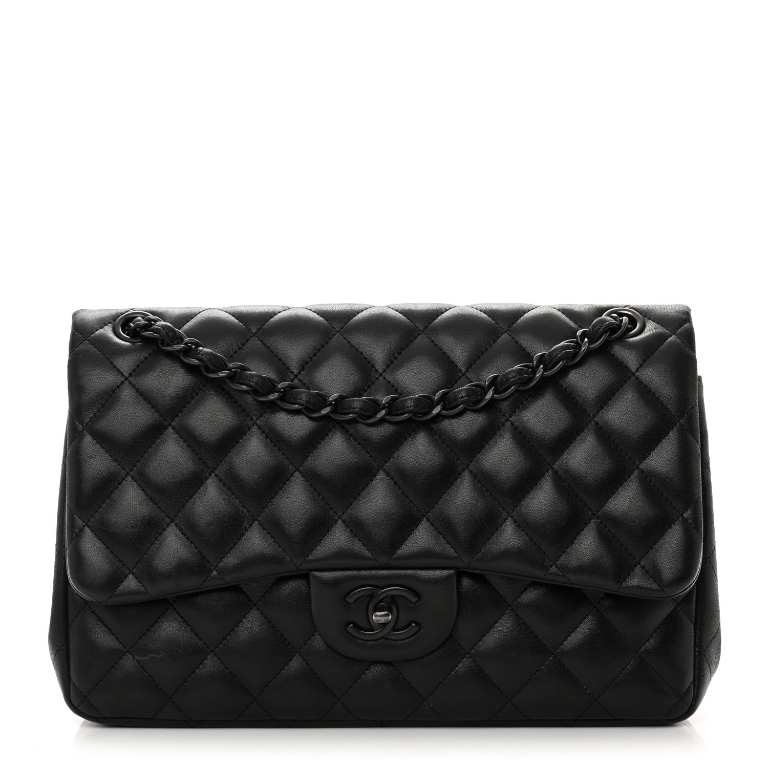 Chanel Lambskin Quilted Jumbo Double Flap So Black 1 of 14